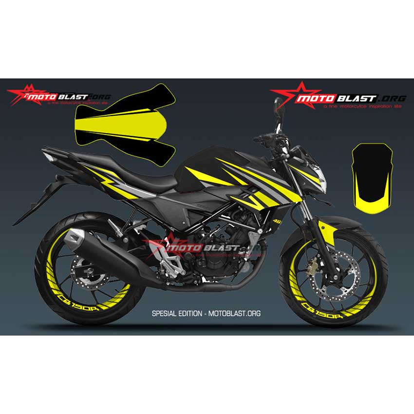 Decal Stiker Honda New Cb150r Black Yellow Sporty Motoblast Id