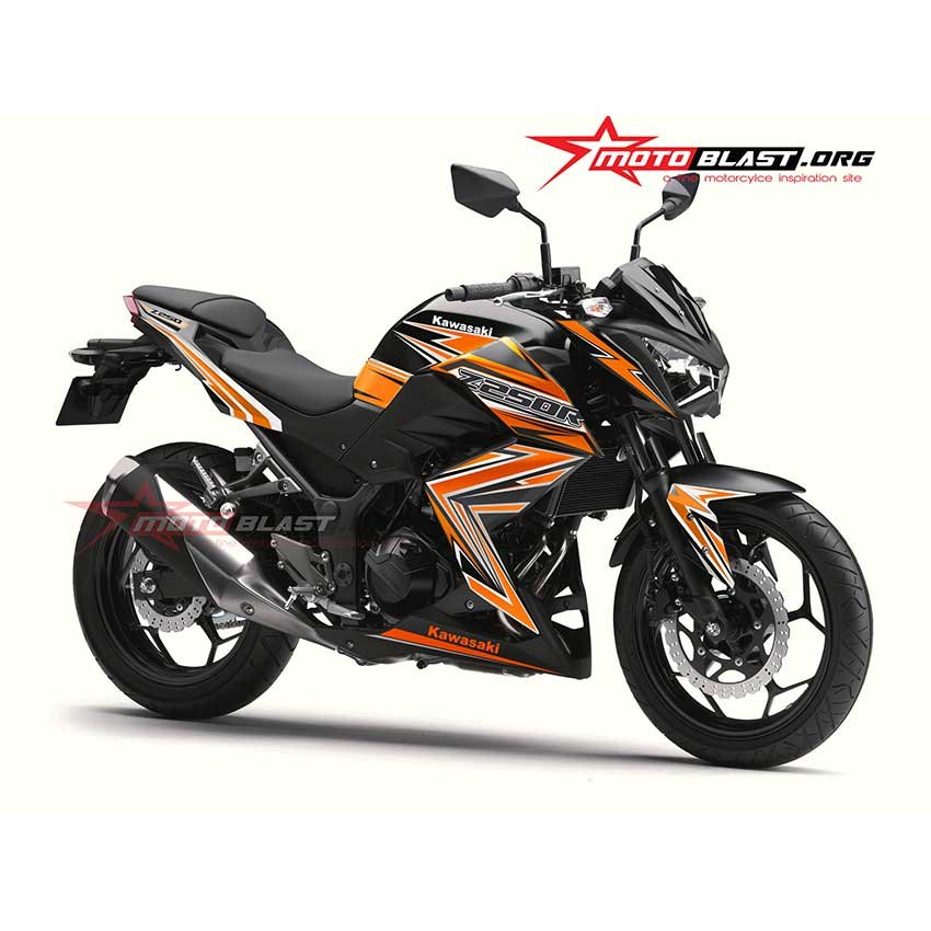 Decal Stiker Kawasaki Z250 Black Orange Slash