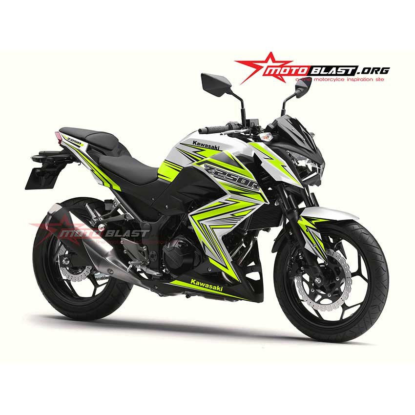 Decal Stiker Kawasaki Z250 White Stabilo Slash