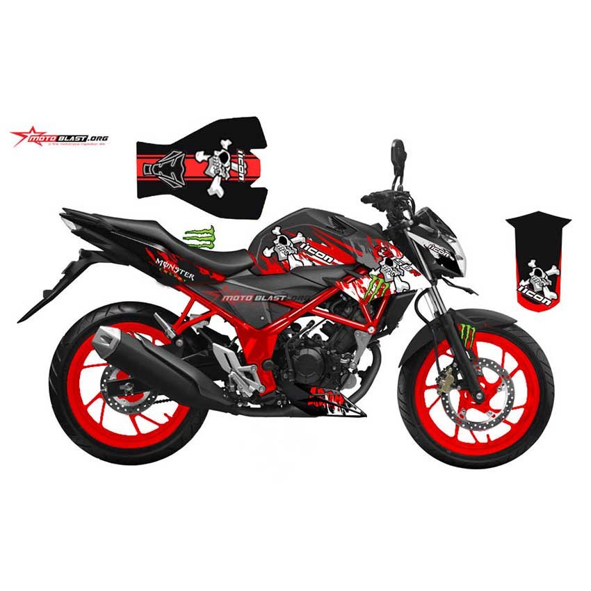 Decal Stiker Honda New CB150 Black Red Skull - Gambar 5