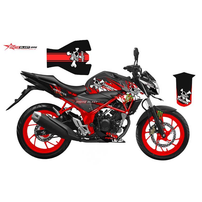 Decal Stiker Honda New CB150 Black Red Skull - Gambar 2