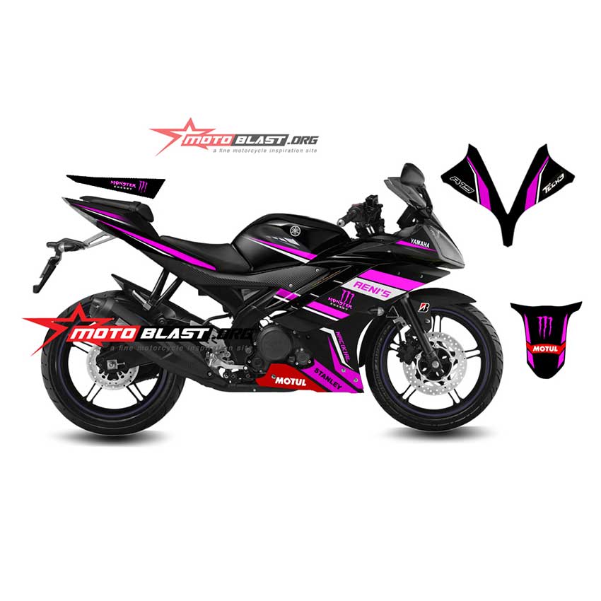 Decal Stiker  Yamaha  YZF  R15  Black New TECH 3 Motoblast iD