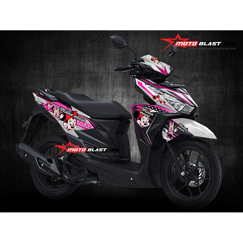 Decal Stiker Honda Vario 150 White MINNIE - Gambar 3