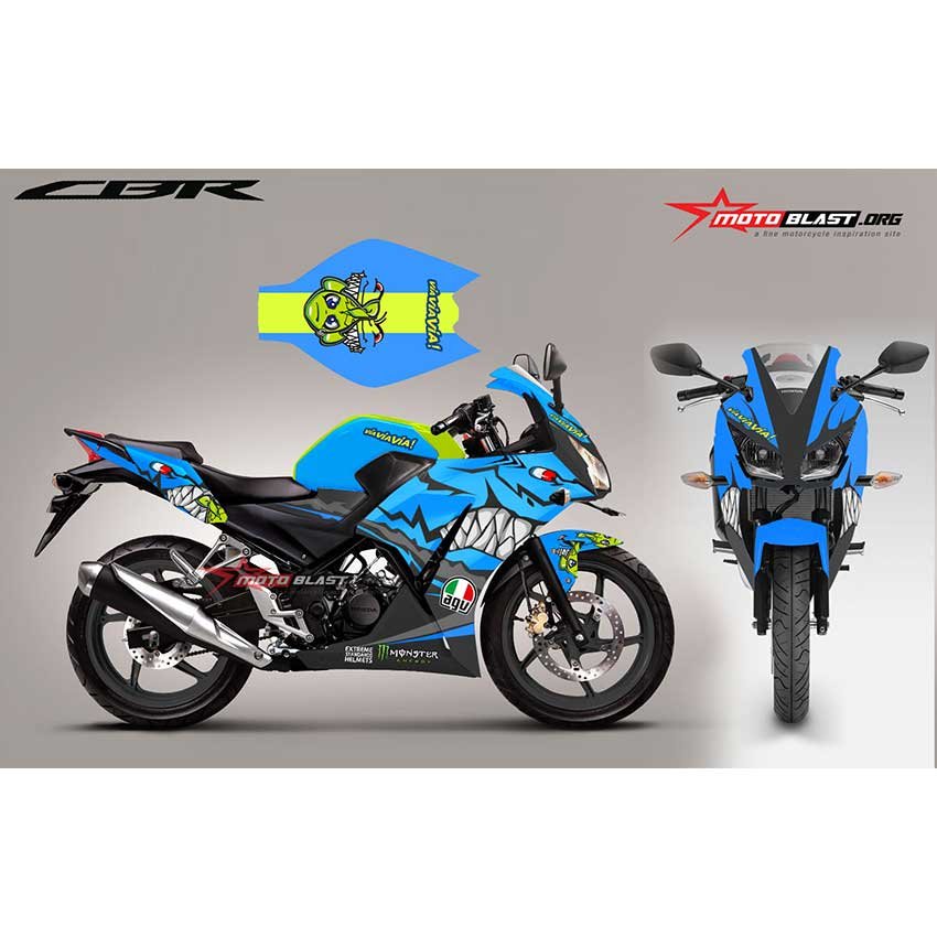 Decal Stiker Honda CBR150R Lokal Blue AGV PISTA SHARK - Gambar 2