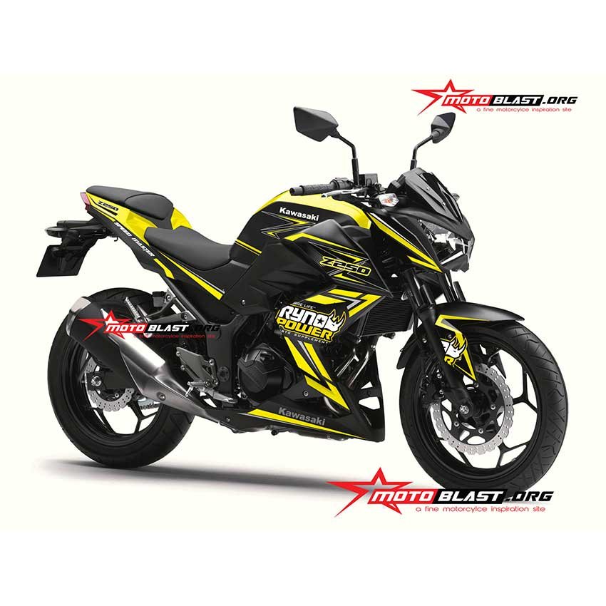 Decal Stiker Kawasaki Z250 Black Yellow Ryno Power