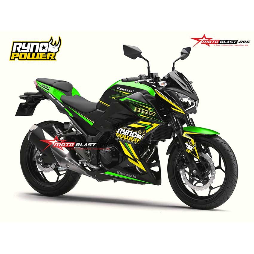 Decal Stiker Kawasaki Z250 Black Green Ryno Power