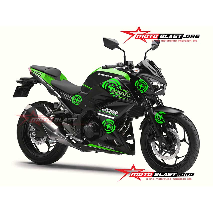 Decal Stiker  Kawasaki  Z250  Black Green SpeedMaster 