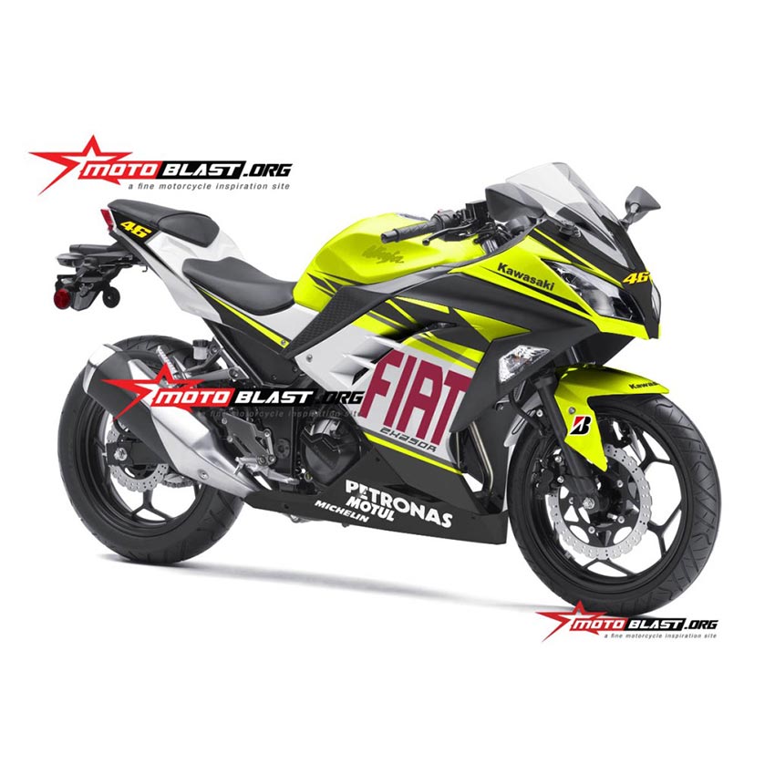 Decal Stiker Kawasaki Ninja  250R FI FIAT Green Lemon 