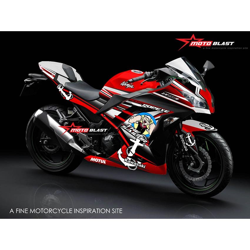 Decal Stiker KAWASAKI NINJA 250R FI LIVERY POPEYE FULL BODY - Gambar 3
