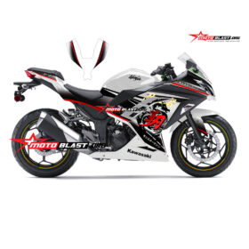Decal Stiker Kawasaki Ninja 250 Fi White Kanji Dragon
