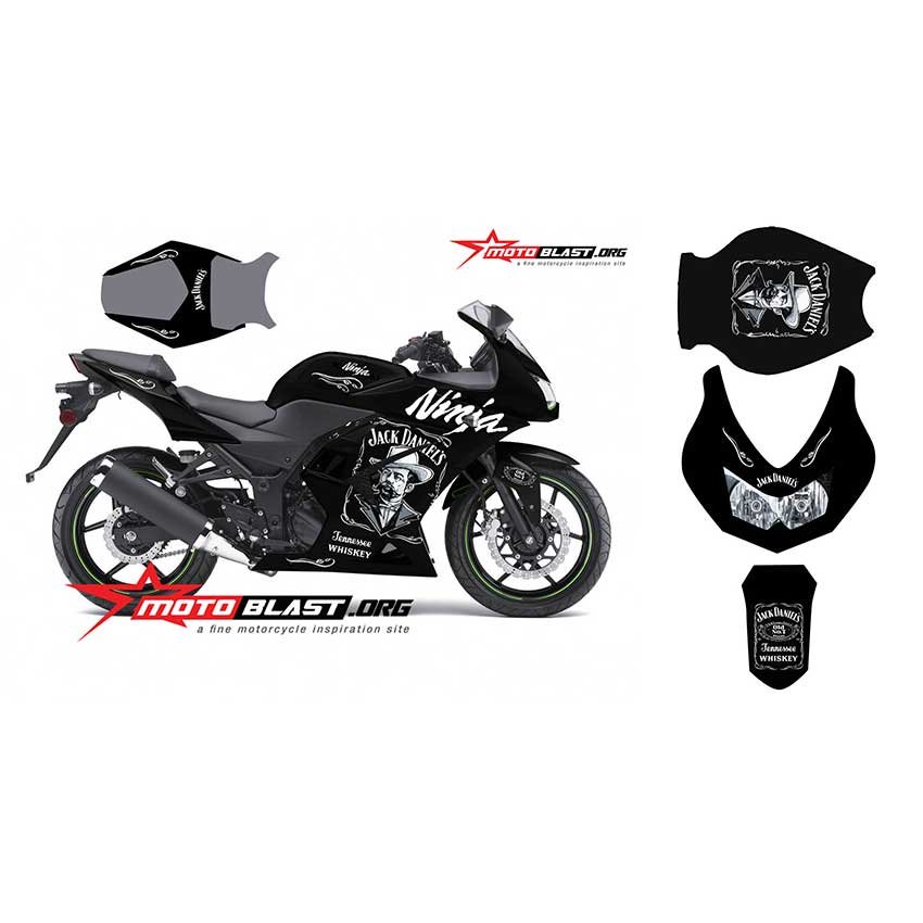Decal Stiker Kawasaki Ninja 250R Karbu Black Jack Daniel - Gambar 4