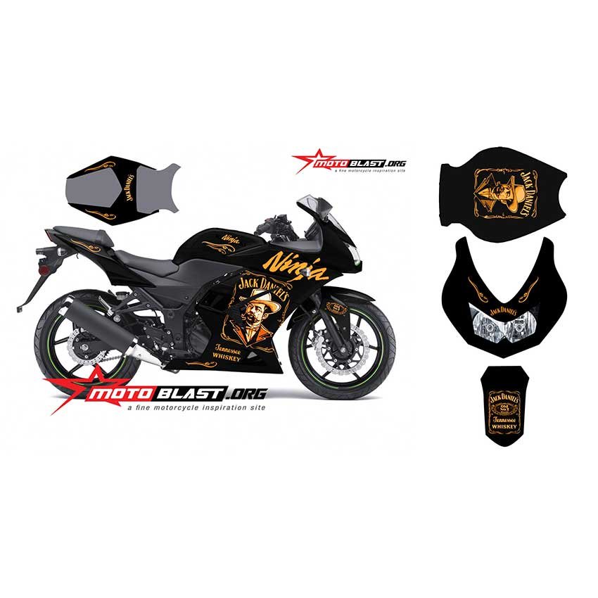 Decal Stiker Kawasaki Ninja 250R Karbu Black Jack Daniel - Gambar 5
