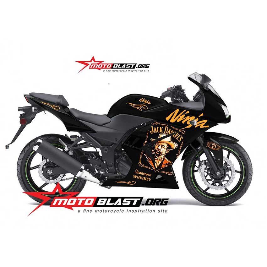 Decal Stiker Kawasaki Ninja 250R Karbu Black Jack Daniel - Gambar 2