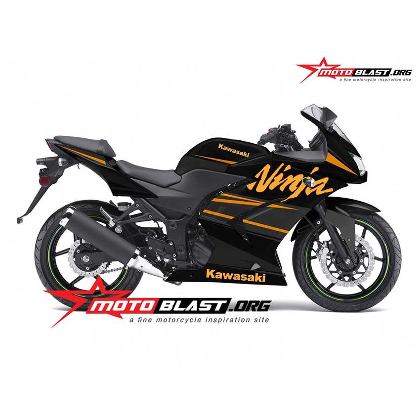 Decal Stiker Kawasaki Ninja 250R Karbu Black Simple - Gambar 2