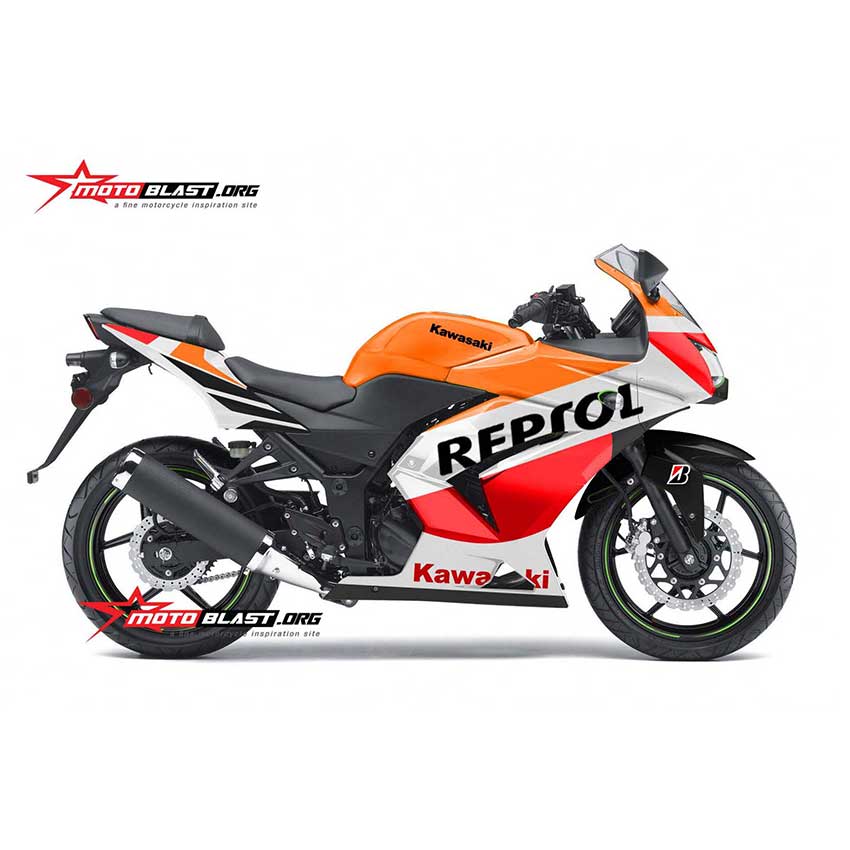 Decal Stiker Kawasaki Ninja 250R Karbu Repsol Motoblast iD