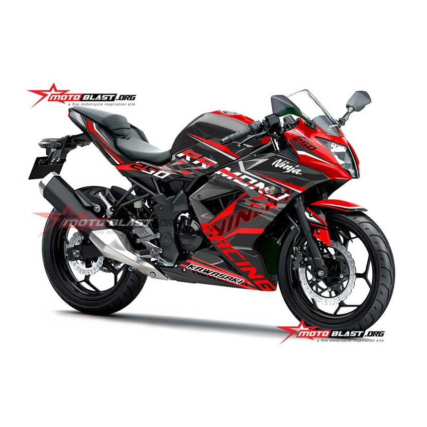 Decal Stiker Kawasaki Ninja 250 RR Mono Black Red Thunder