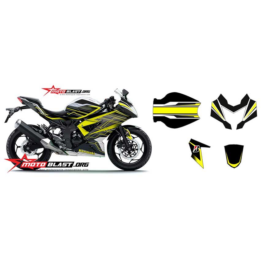 Decal Stiker Kawasaki Ninja 250 RR Mono White Yellow HiTech - Gambar 2