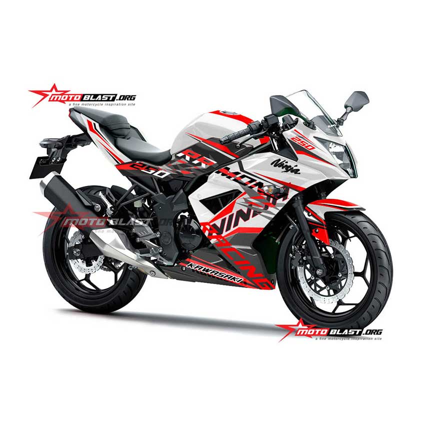 Decal Stiker  Kawasaki Ninja 250RR Mono White Thunder  