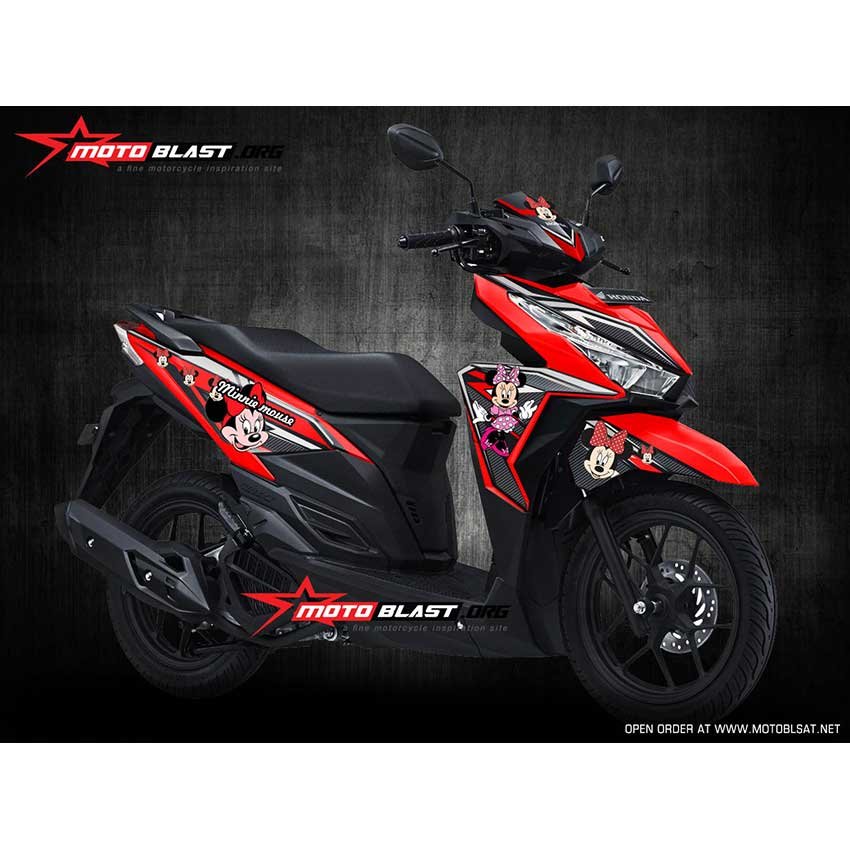 Decal Stiker Honda Vario 150 Red MINNIE - Gambar 2