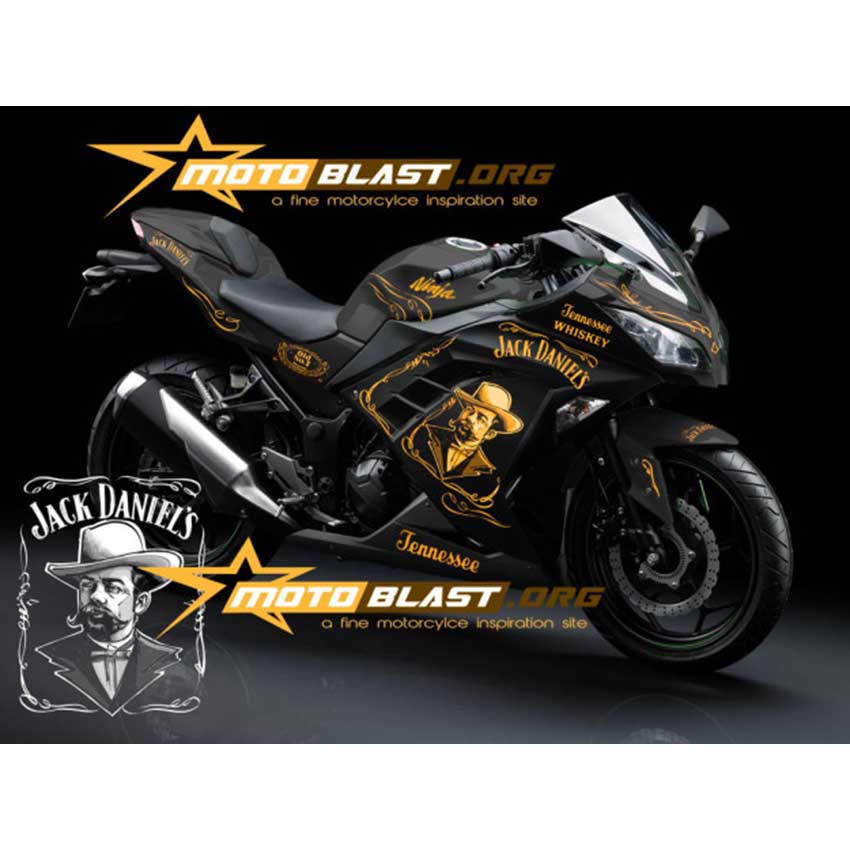 Decal Stiker  Kawasaki Ninja  250R Karbu  Black Jack Daniel 