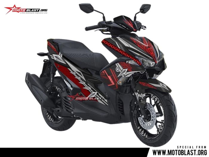 Decal Stiker Yamaha AEROX  155  VVA BLACK PANTHER RED 