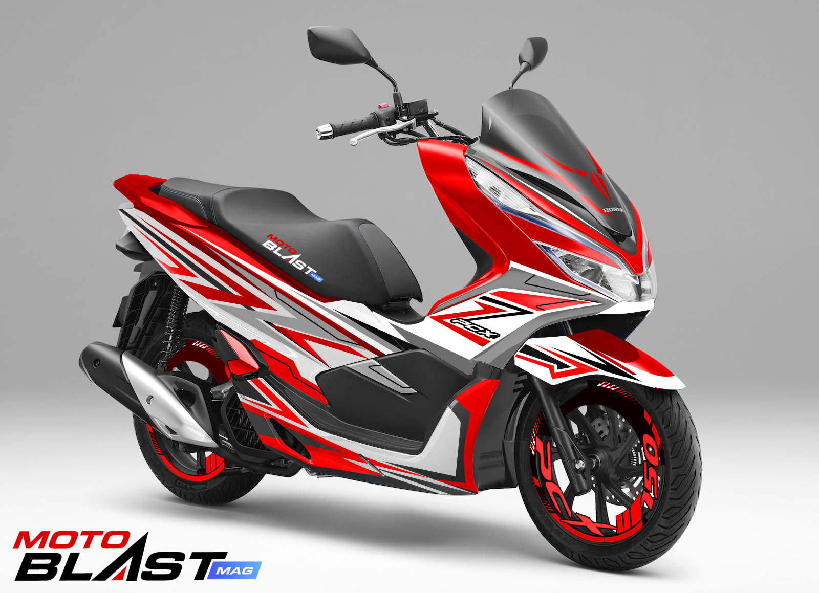 Decal Stiker  Honda PCX  150  RED Shadow Motoblast iD