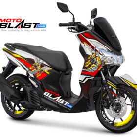 Decal stiker Yamaha Lexi 125 WHITE Mr. LEBAH RED