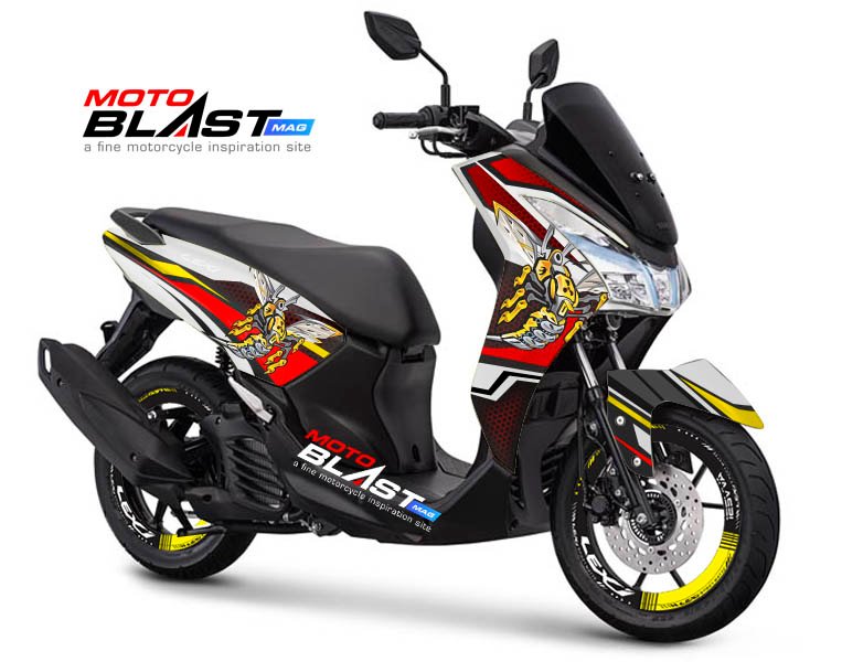 Decal stiker Yamaha Lexi 125 WHITE Mr. LEBAH RED