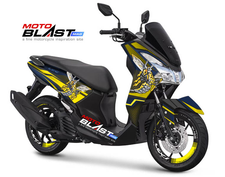 Decal stiker Yamaha Lexi 125 BLUE Mr LEBAH YELLOW 