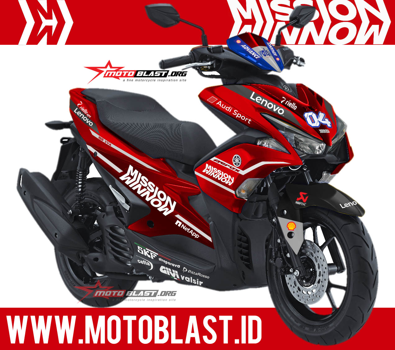 Decal Stiker Aerox 155 Red Mission Winnow Motogp 2019 Motoblast Id