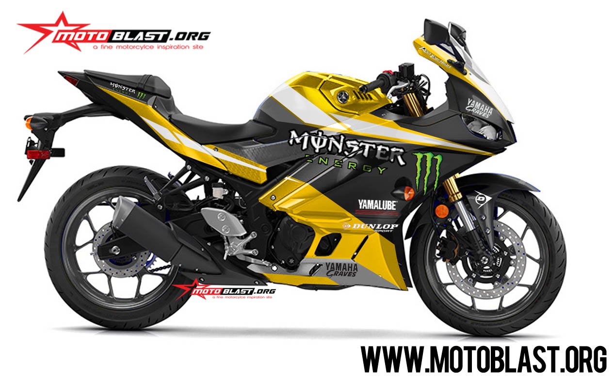 Decal Stiker Yamaha New R25 BLACK SUPERBIKE GOLD