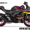 Decal Stiker Yamaha New R25 BLACK TECH 3 PURPLE