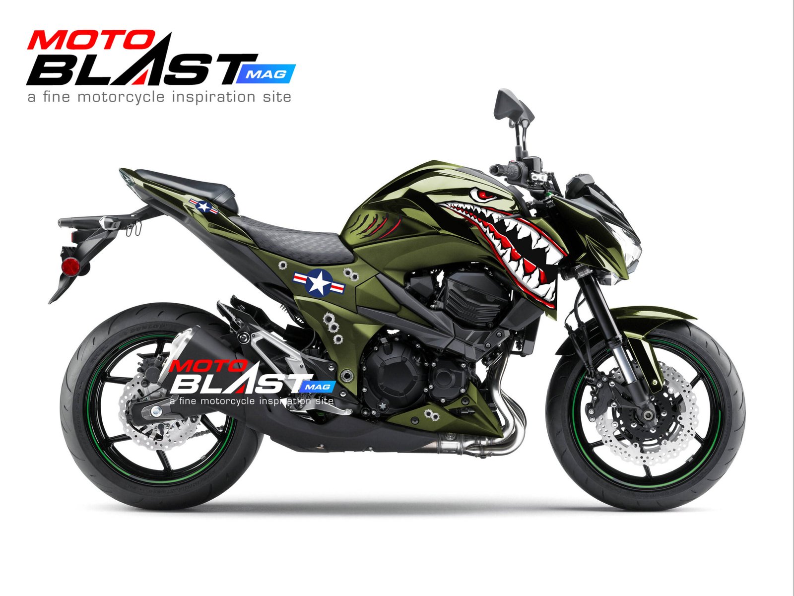 Decal Stiker Kawasaki Z800 GREEN SHARK SQUADRON