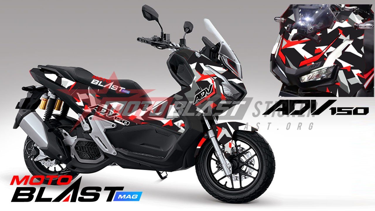 Decal Stiker Honda ADV 150 Kamuflase BLACK RED - Gambar 2