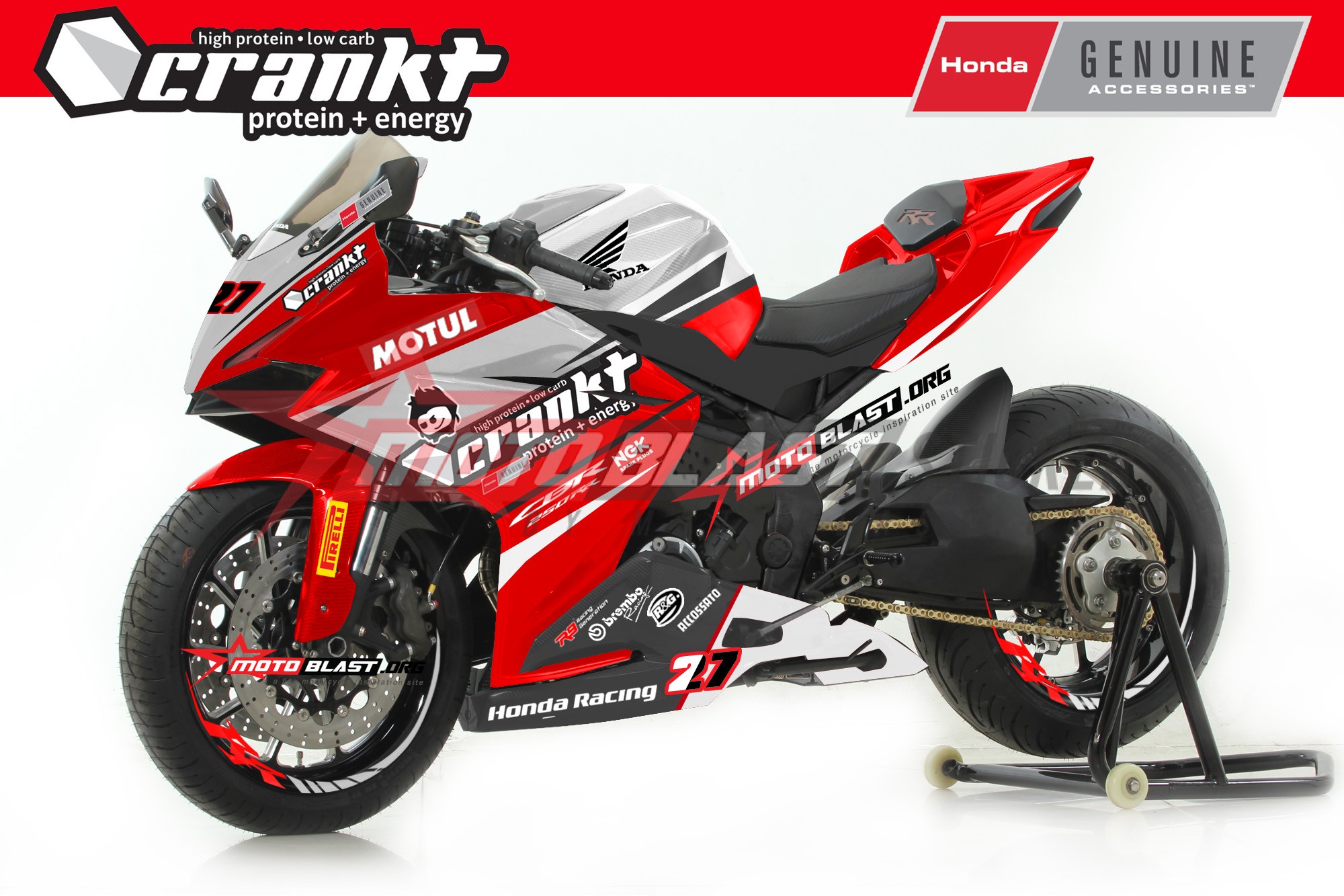 Decal Stiker  HONDA  CBR250RR RED LIVERY CRANKT PROTEIN RACE  