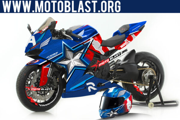 Decal Stiker HONDA CBR250RR LIVERY HJC CAPTAIN AMERICA - Motoblast.iD