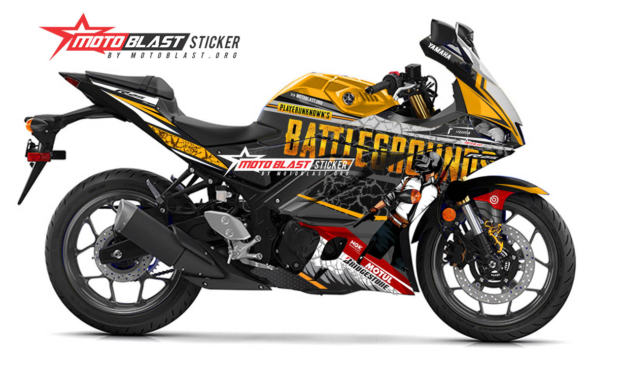Decal Stiker Yamaha New R25 Yellow Battle Pubg Motoblastid