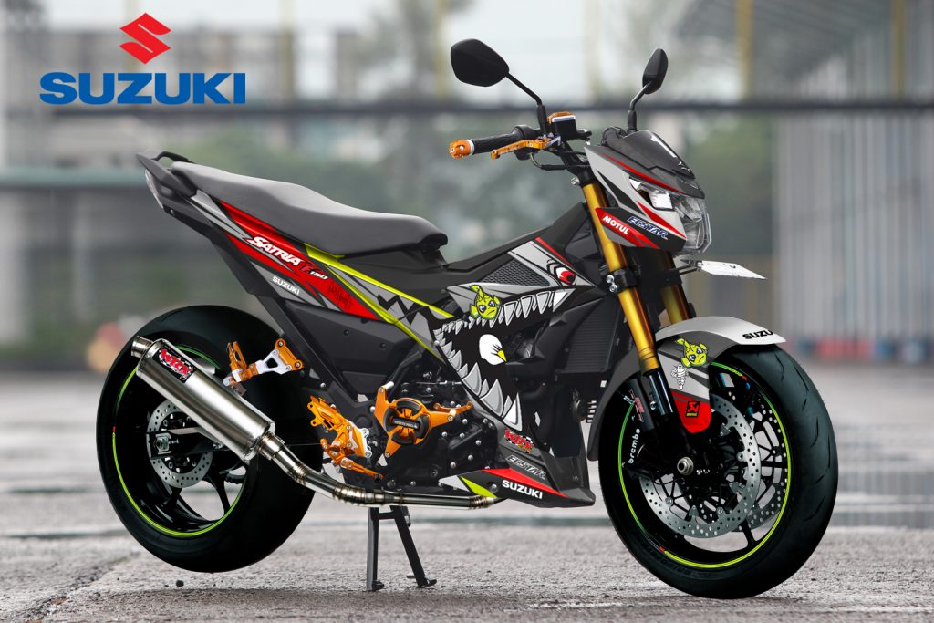 Decal Stiker Suzuki Satria Fu 150fi Shark Black Red - Motoblast.iD