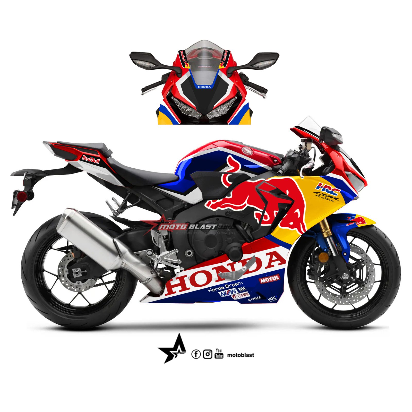 Decal stiker Honda CBR1000RR 2018 up Redbull WSBK Fullbody