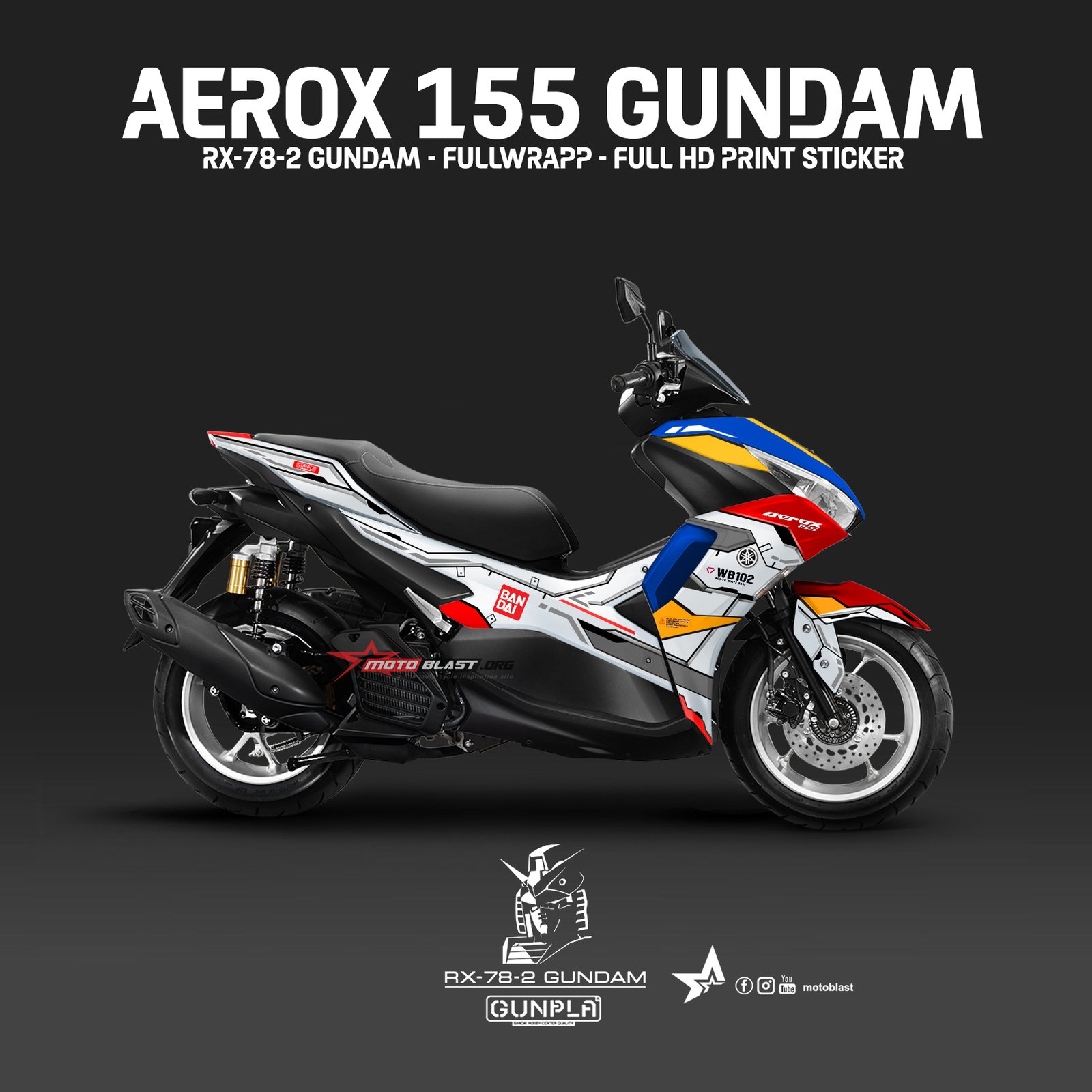 Decal sticker New Aerox Gundam RX-78-2 full body motoblast