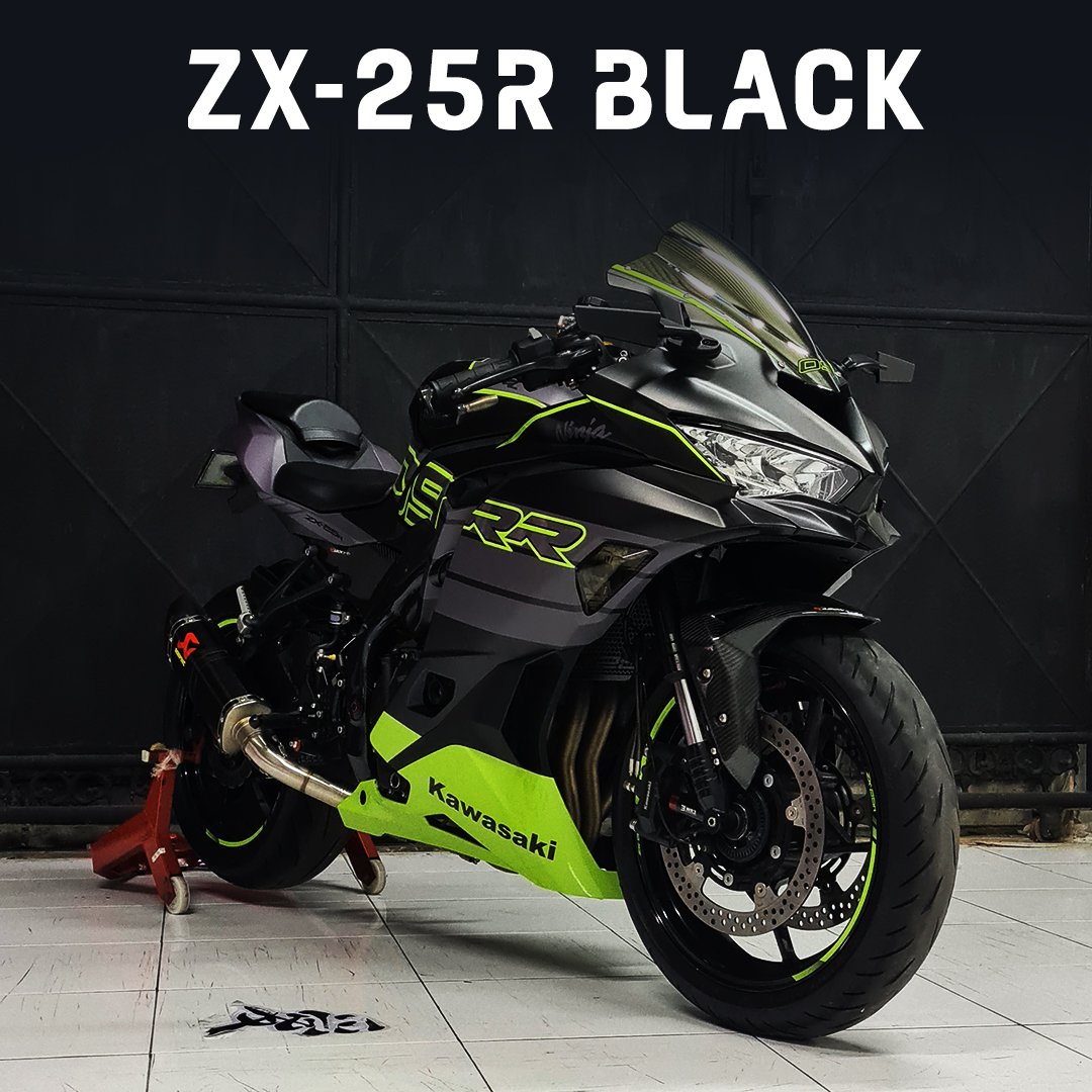 Decal Stiker KAWASAKI NINJA ZX25R BLACK GREEN LIME SPORT - Gambar 6