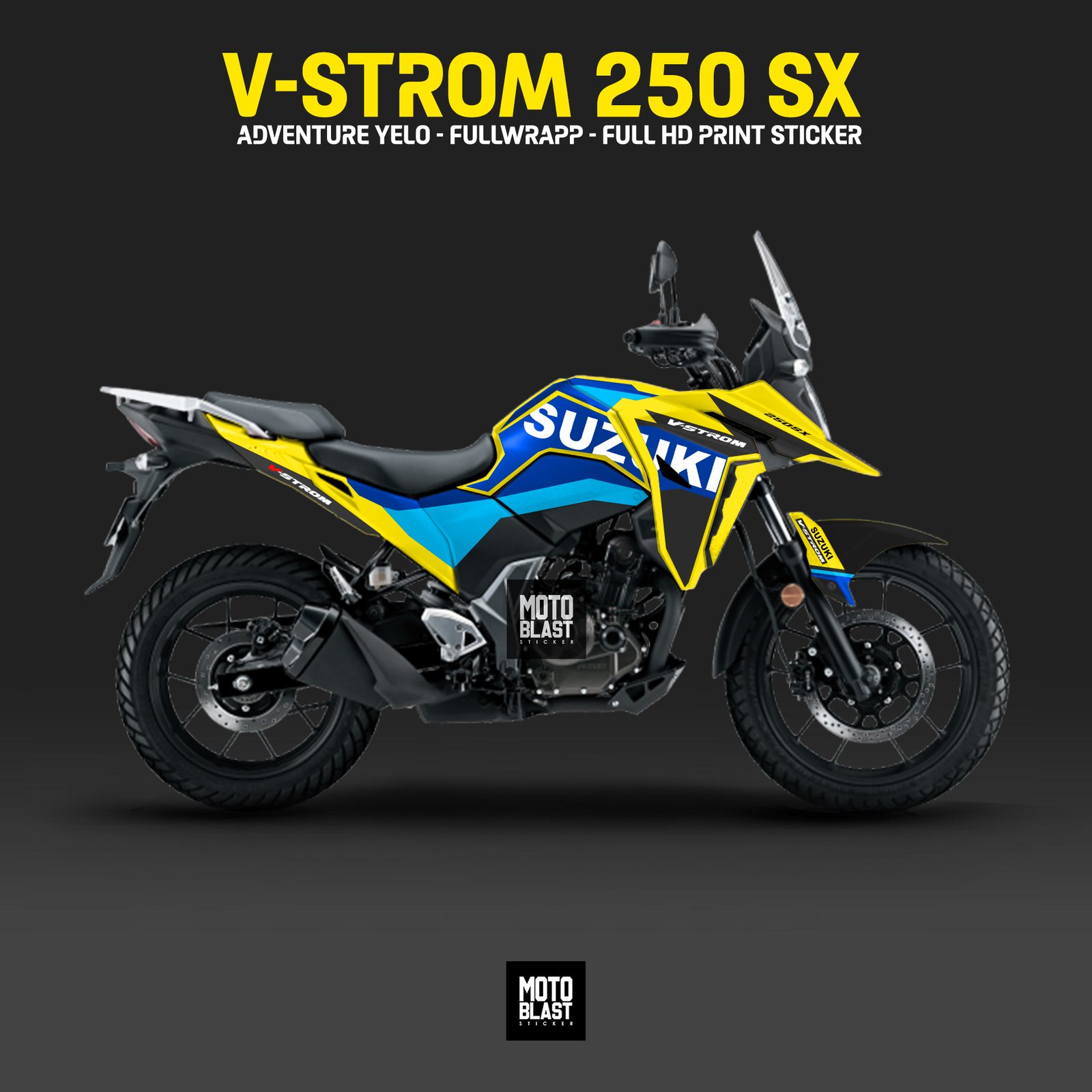 Decal stiker Suzuki Vstrom Yelo Adventure Fullbody Motoblast