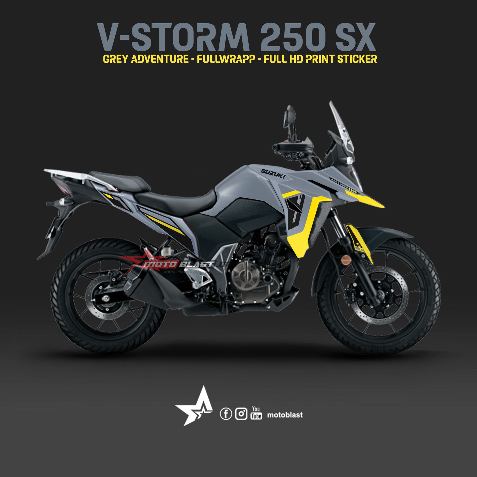 Decal stiker Suzuki Vstrom Tour Grey Fullbody Motoblast