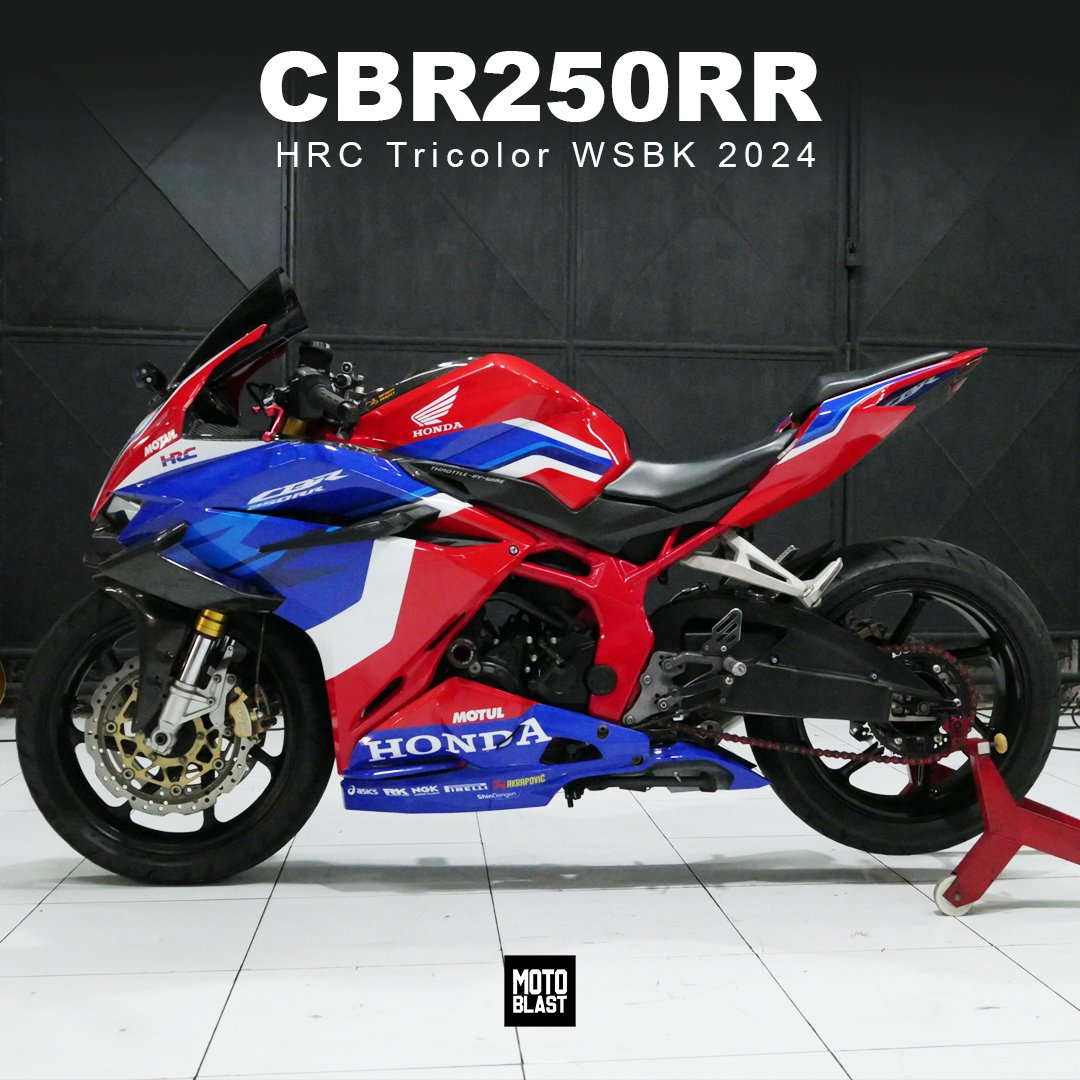 Decal stiker cbr250rr Tricolor HRC Red GP WSBK Fullbody Motoblast - Gambar 3
