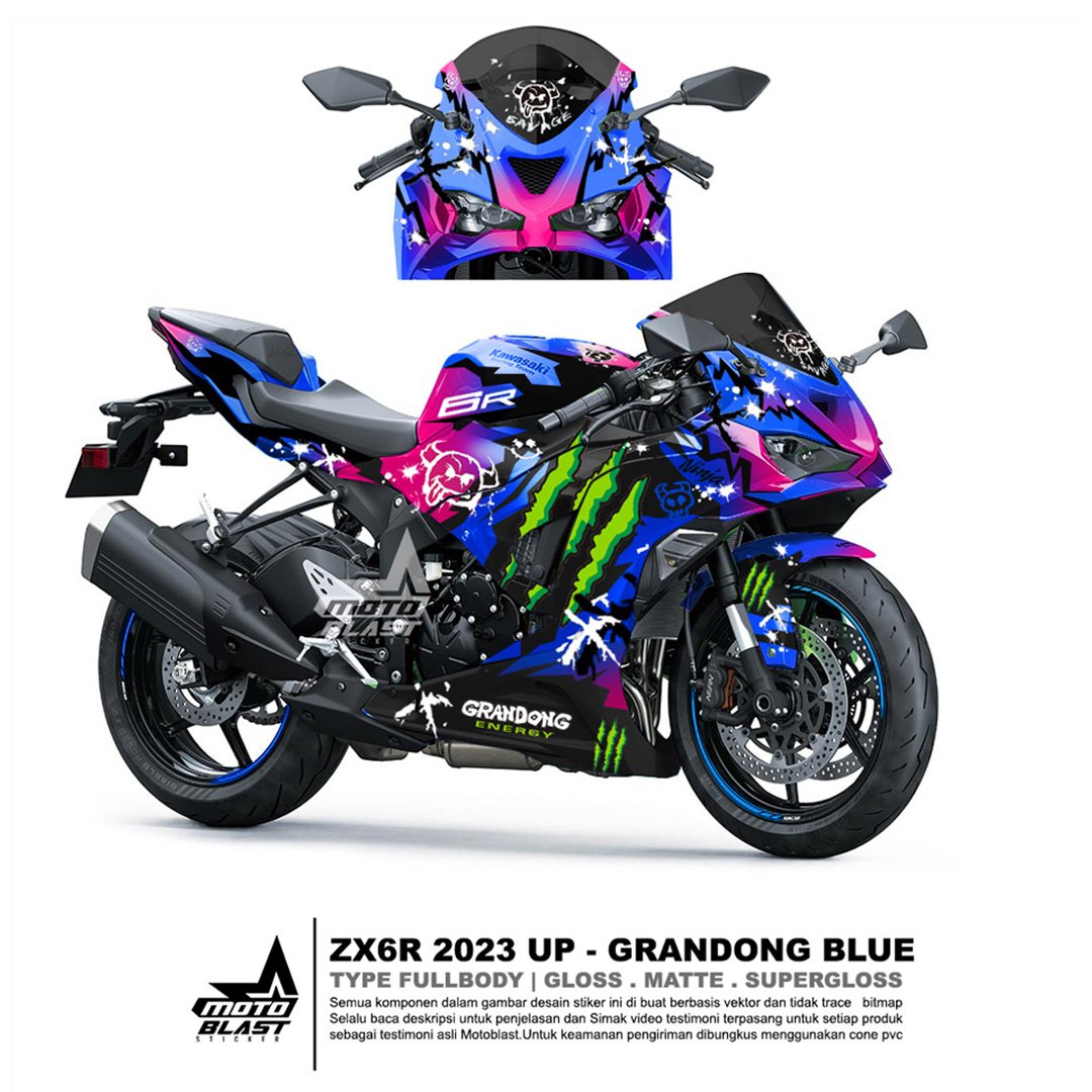 Decal stiker ZX6R 2023 HJC RPHA Quartararo Le Mans Spesial Fullbody Motoblast - Gambar 3