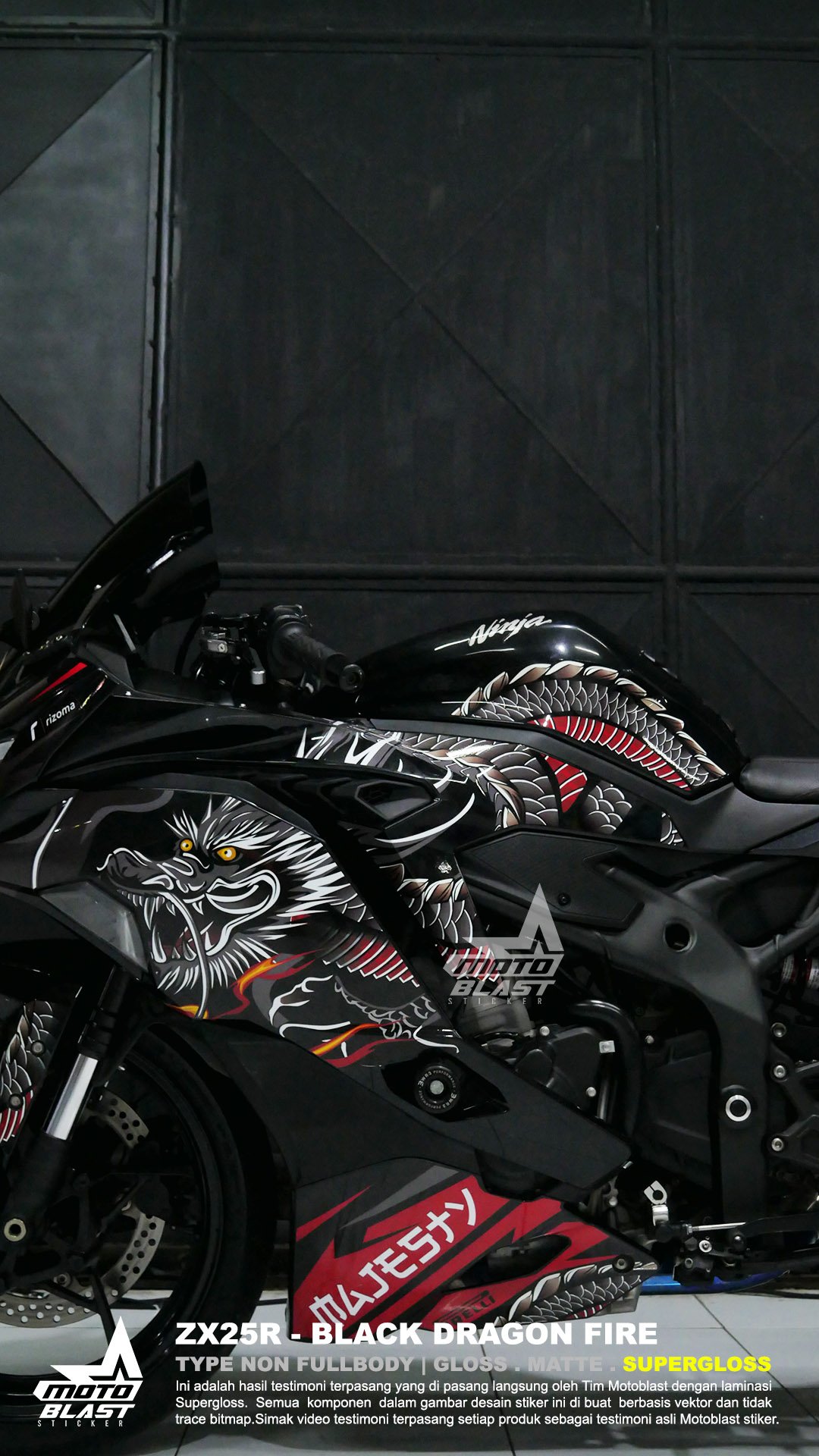 Decal stiker zx25r black dragon fire motoblast - Gambar 3