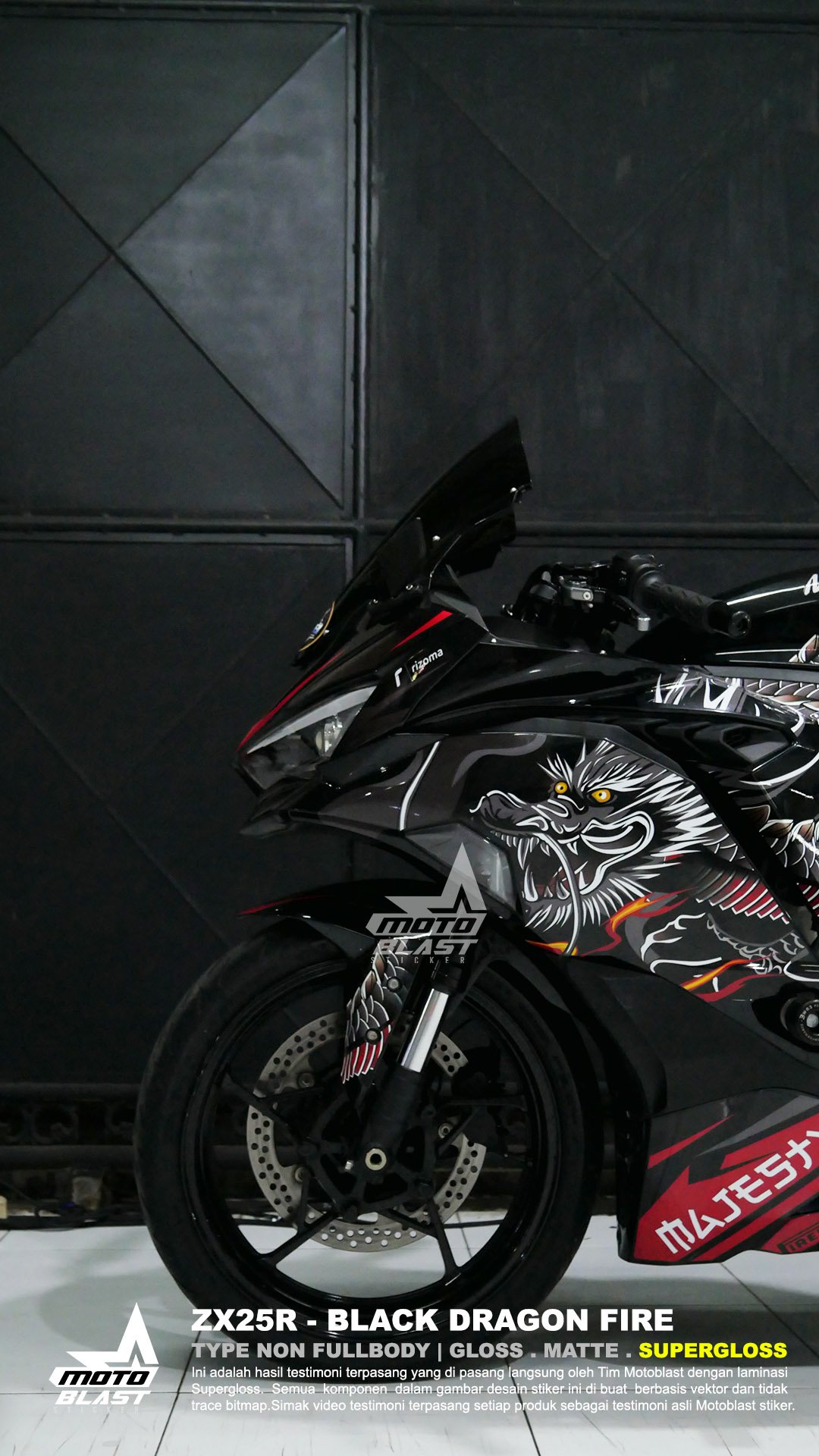 Decal stiker zx25r black dragon fire motoblast - Gambar 4