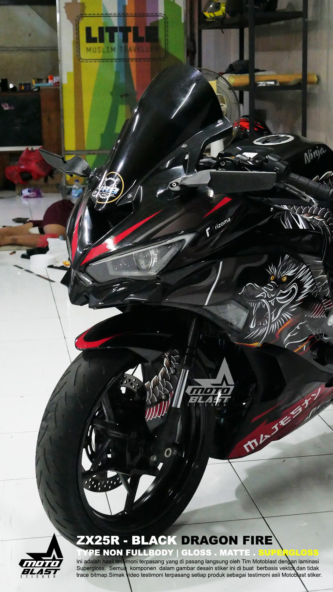 Decal stiker zx25r black dragon fire motoblast - Gambar 5