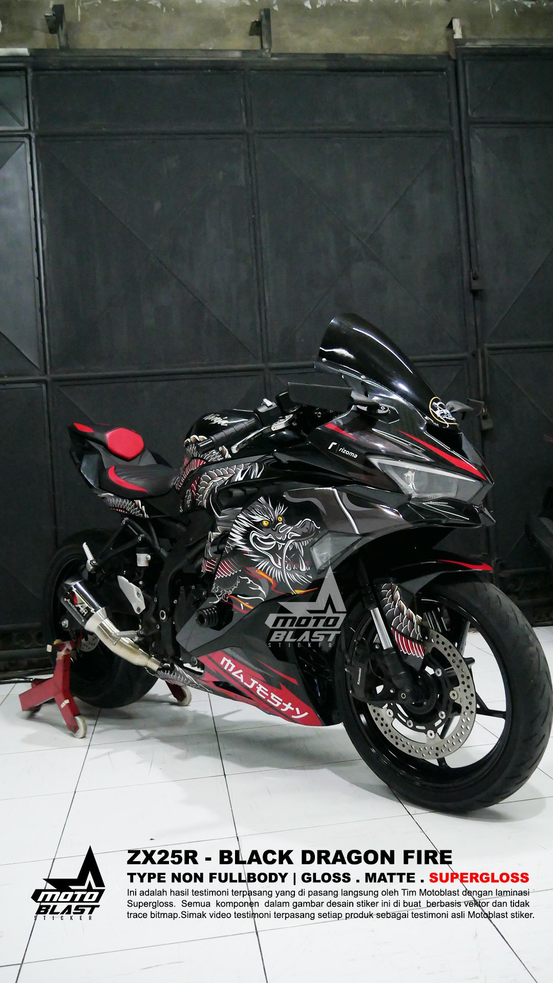 Decal stiker zx25r black dragon fire motoblast - Gambar 6