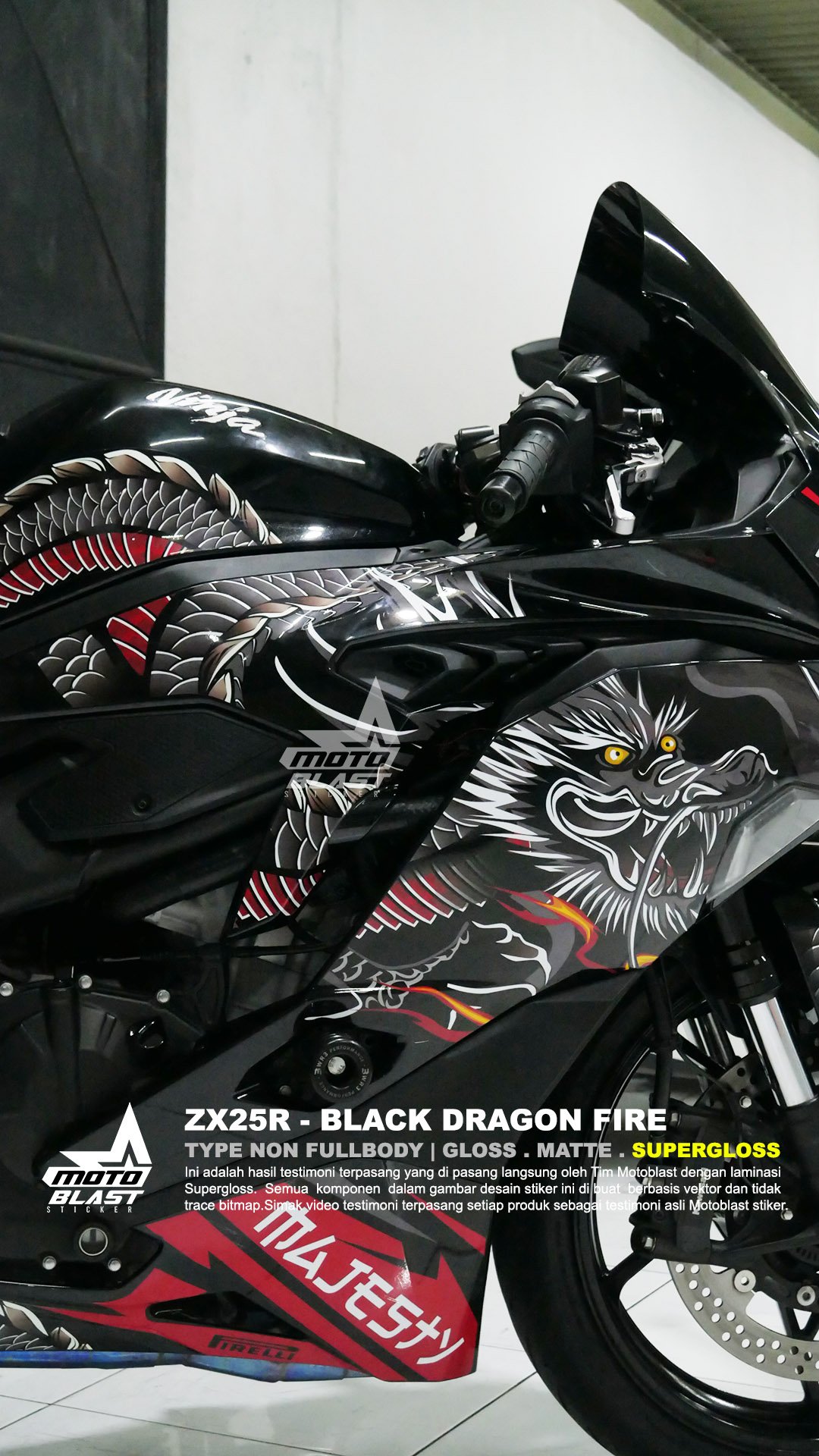 Decal stiker zx25r black dragon fire motoblast - Gambar 7